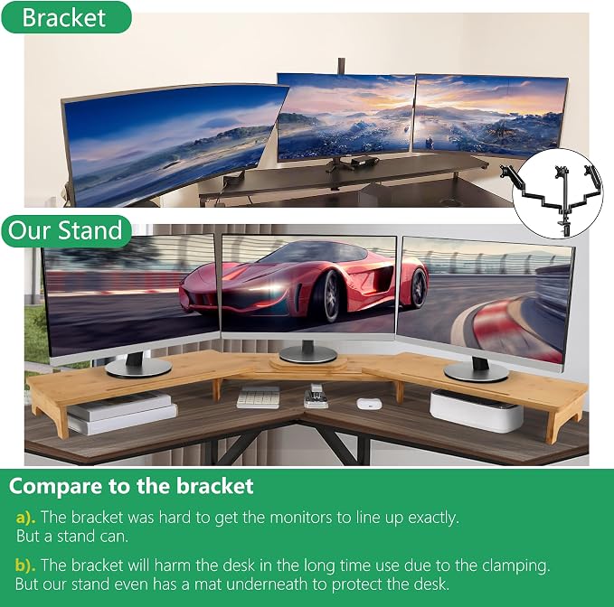 Nnewvante Monitor Stand Riser, 60 inch Large Bamboo Dual Monitor Stand - Image 6