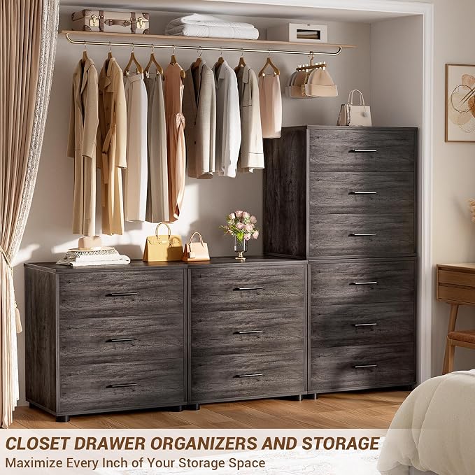 Aheaplus Closet Drawers Set of 2, Wood Closet Organizers and Storage - Image 2