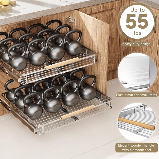 2 Pack Expandable Pull Out Cabinet Organizer，Side Mounting - Image 6