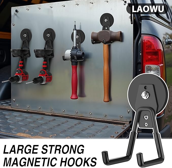 4Pcs Heavy Duty Storage Magnetic Utility Hooks Large Garage Strong Extra Magnet - Image 5