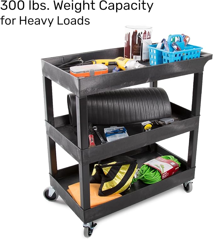 Tubstr 3-Tier Rolling Utility Cart 2-Pack | Each Supports up to 300 lbs. - Image 3