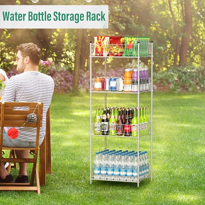 smusei 4 Tier Water Bottle Storage Rack Metal Water Bottle Organizer - Image 6