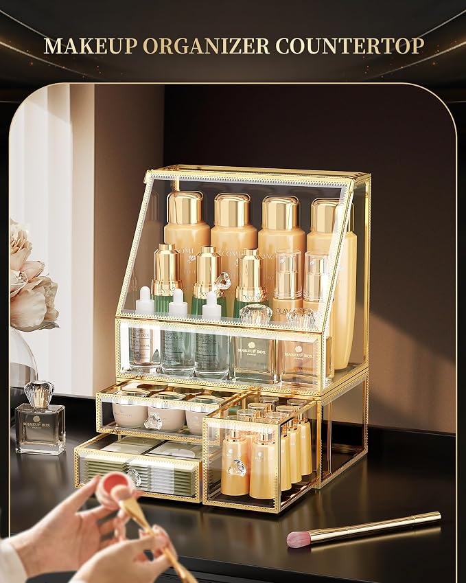 Makeup Organizer for Vanity, Skincare Holder for Bathroom Countertop, Cosmetic - Image 2