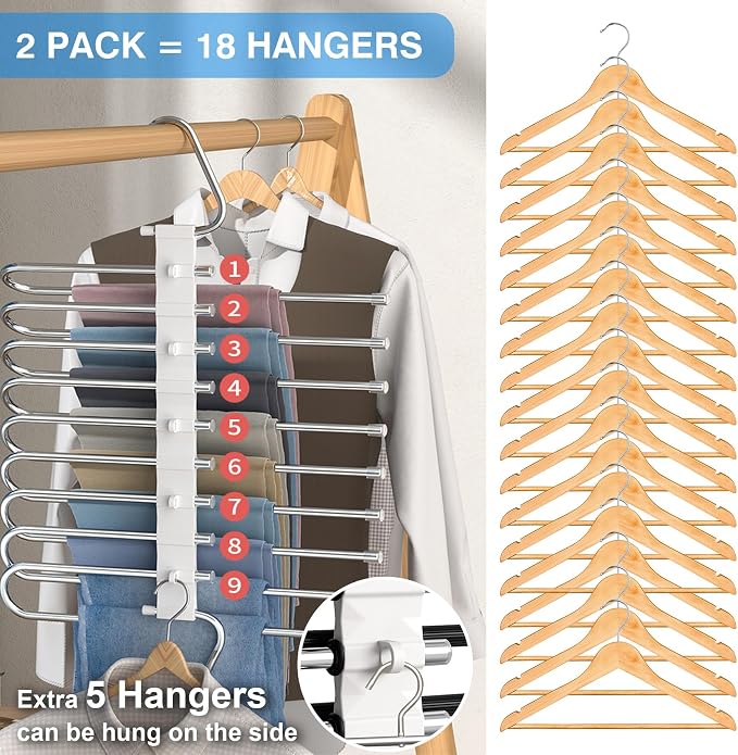 Upgrade Pant Hangers Space Saving, Non Slip Stainless Steel Multifunctional - Image 3