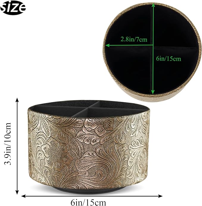 lizimandu Round Leather Art Supply Organizer, Remote Control Holder, 360 Degree - Image 2