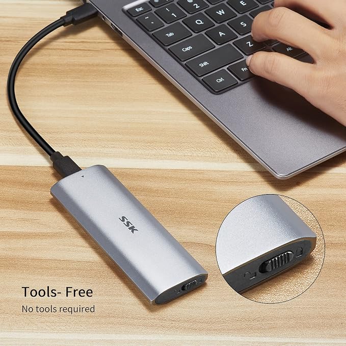 SSK M.2 NVMe Enclosure, Tool-Free SSD Enclosure Adapter, USB C 3.2 Gen 2 10Gbps - Image 6