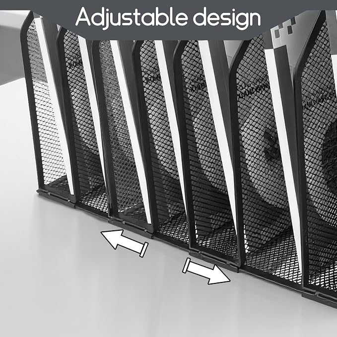 Adjustable Desk File Organizer, Detachable Office Folder Organizer, Compact - Image 2
