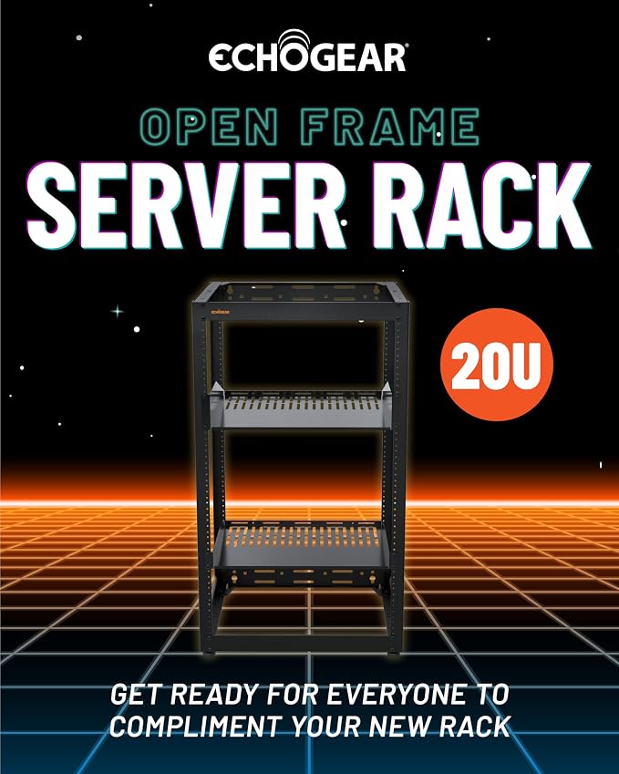 ECHOGEAR 20U Open Frame Rack for Servers & AV Gear - Image 2