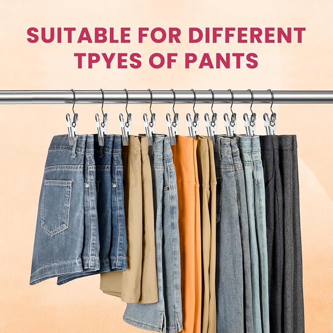 50 Pack Pants Hangers with Clip, Legging Organizer - Image 6
