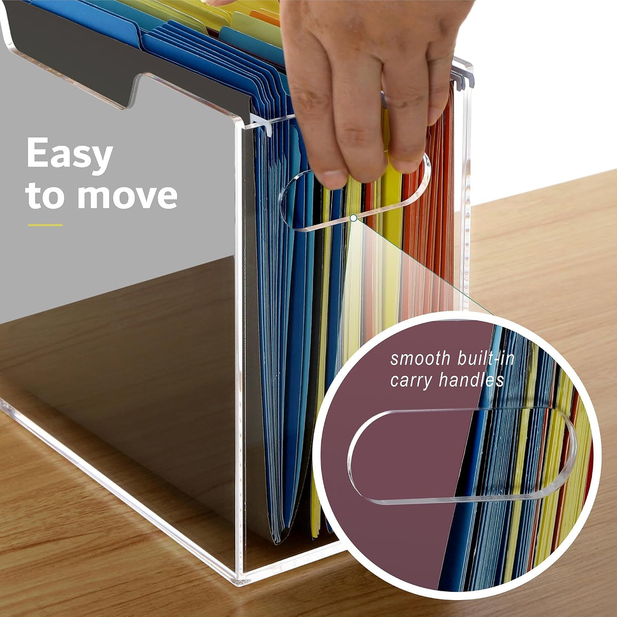 DINGHUO Acrylic File Folder Organizer, Hanging File Organizer Box