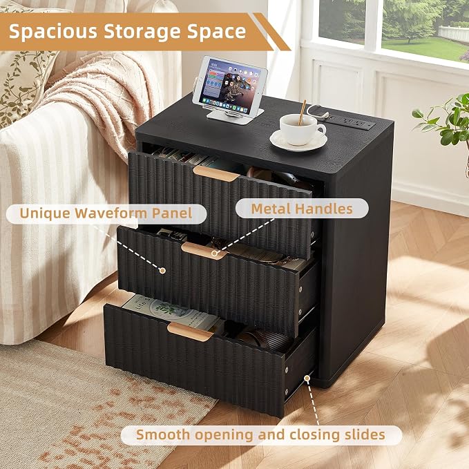 LEYAOYAO 23" Wide Fluted Farmhouse Night Stand Set of 2 - Image 7