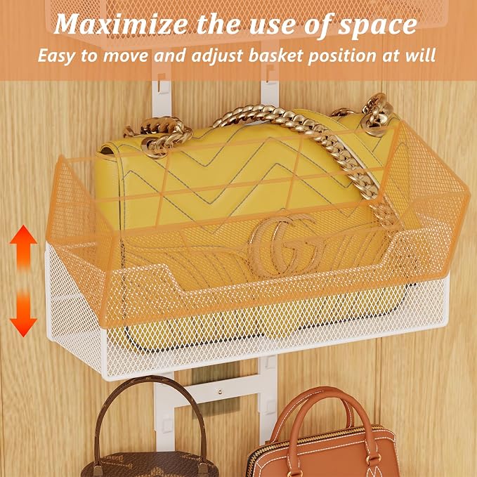 Purse Organizer Over the Door, Adjustable Metal Purse Holder Handbag - Image 3