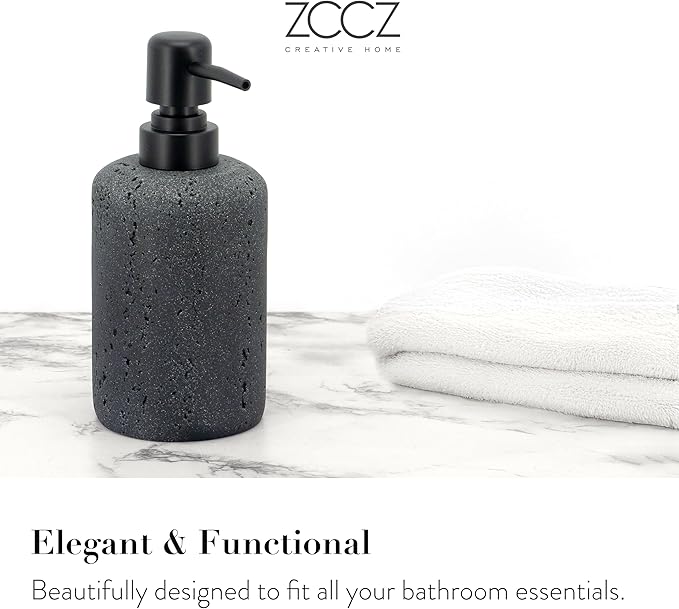 ZCCZ - Black Bathroom Accessories Set 4 Pcs - Toothbrush Holder, Soap Dispenser - Image 2