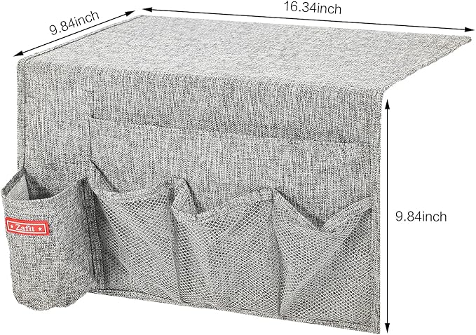 Linen 5 Pockets Bedside Caddy, Bedside Storage Organizer - Image 3
