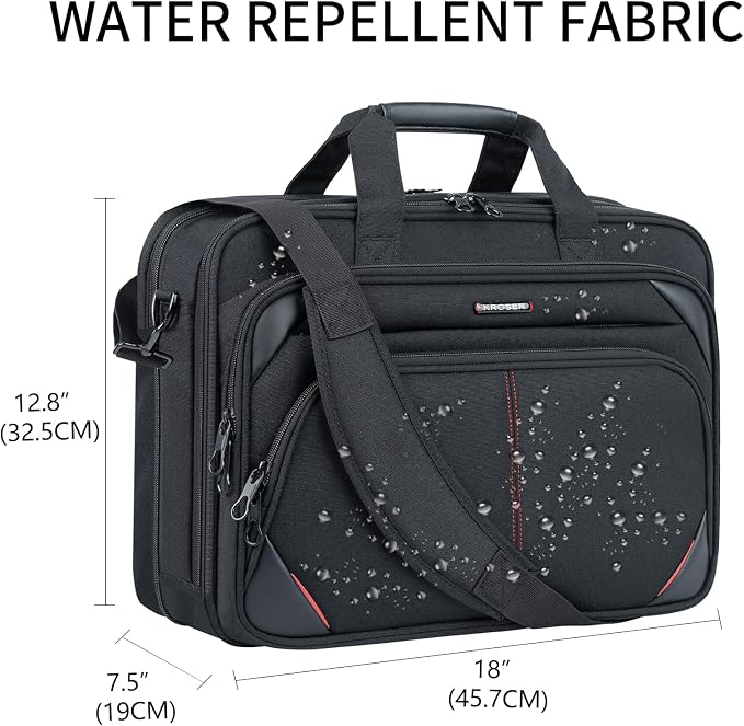KROSER Laptop Bag 17.3 Inch Premium Laptop Briefcase, Expandable Water - Image 3