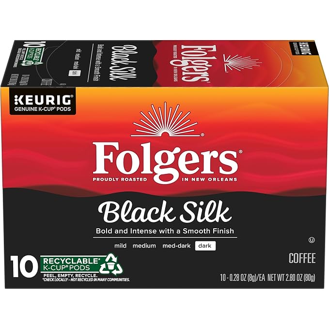 Folgers Black Silk Coffee, Dark Roast, Keurig K-Cup Pods by Folgers