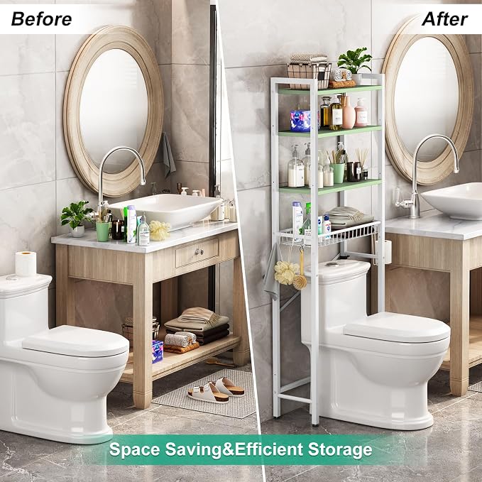 Over-The-Toilet Storage Rack, 4-Tier Bathroom Organizer Shelf Over Toilet - Image 4