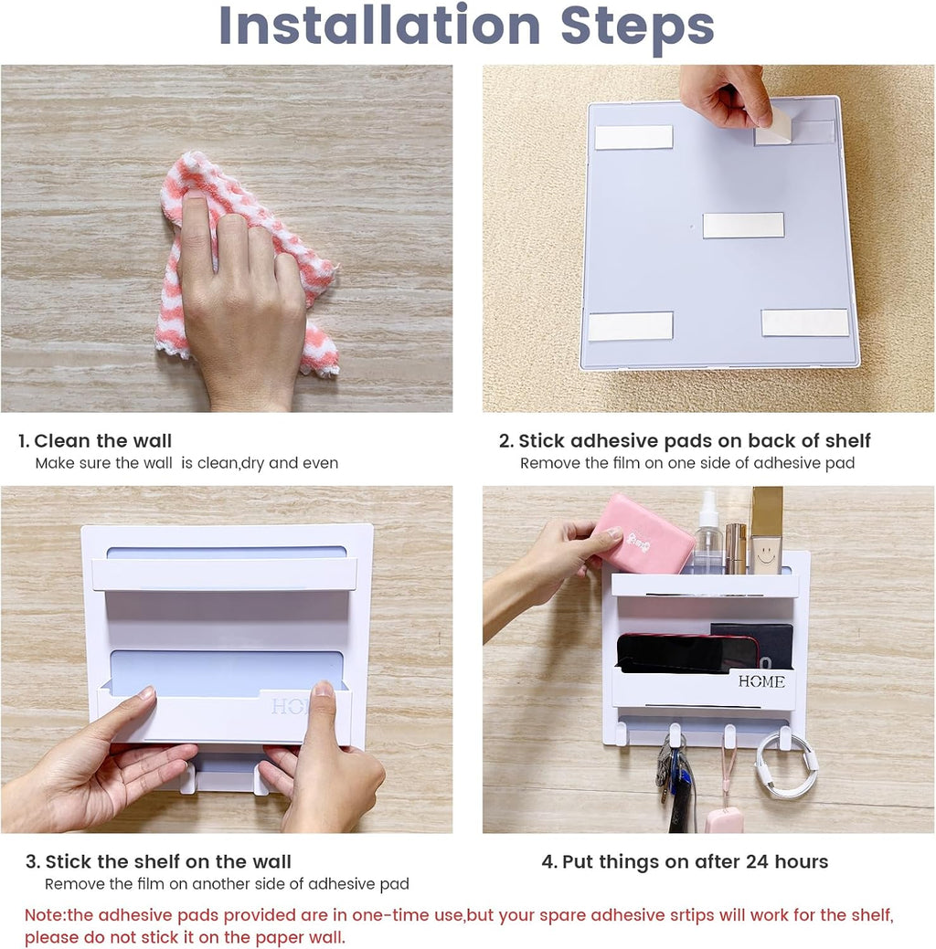 CHENYAOAI Bedside Shelf Accessories Organizer, Wall Mount Self Stick