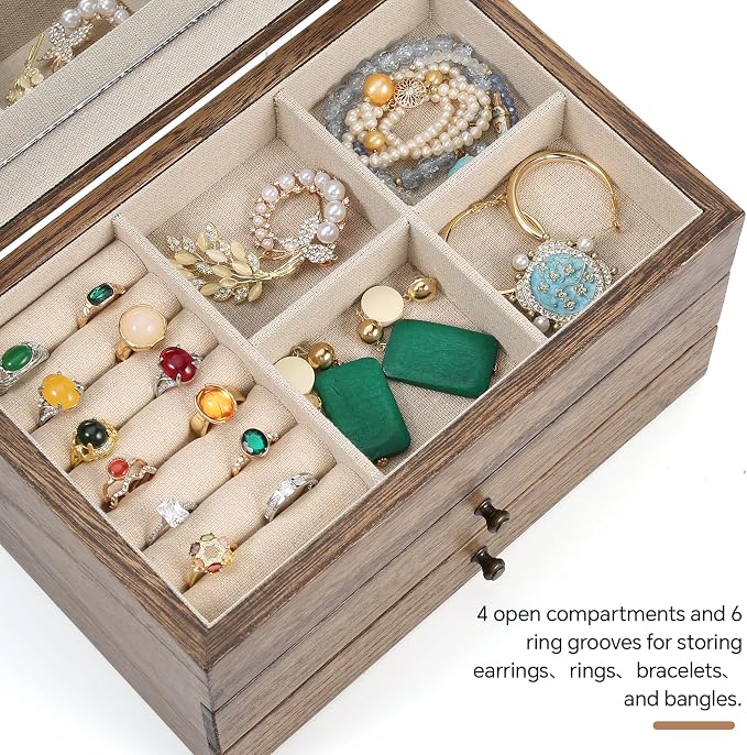 Meangood Jewelry Box Organizer for Women, 3 Layer Large Jewelry Storage Case - Image 6