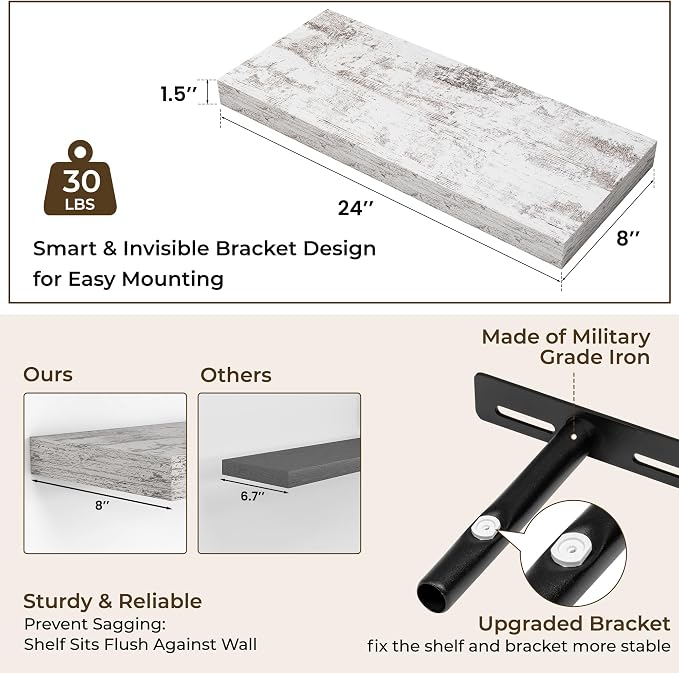 RICHFOCUS 24Inch Floating Shelves - Image 4