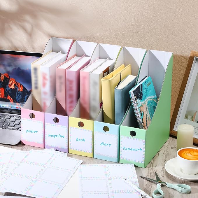 Pasimy 25 Pcs Pastel Cardboard Magazine File Holder Magazine Organizer Book Bin - Image 4
