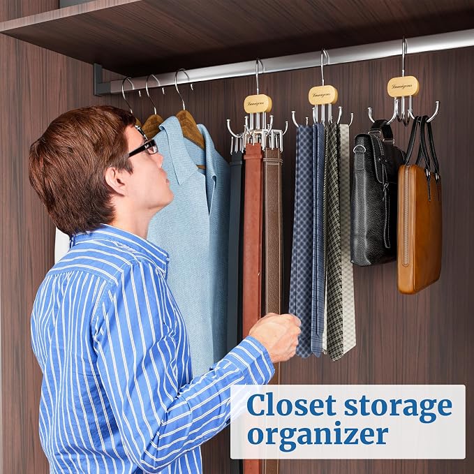 Belt Hanger, Belt Organizer for Closet, Rotatable Tie Rack, Belt Holder - Image 5
