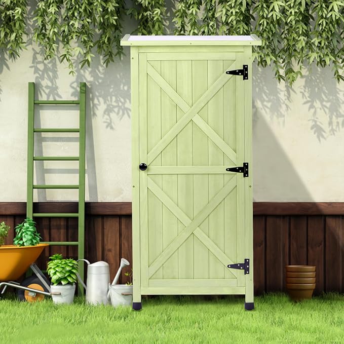 Wooden Outdoor Storage Cabinet, Vertical Garden Tool Shed - Image 7