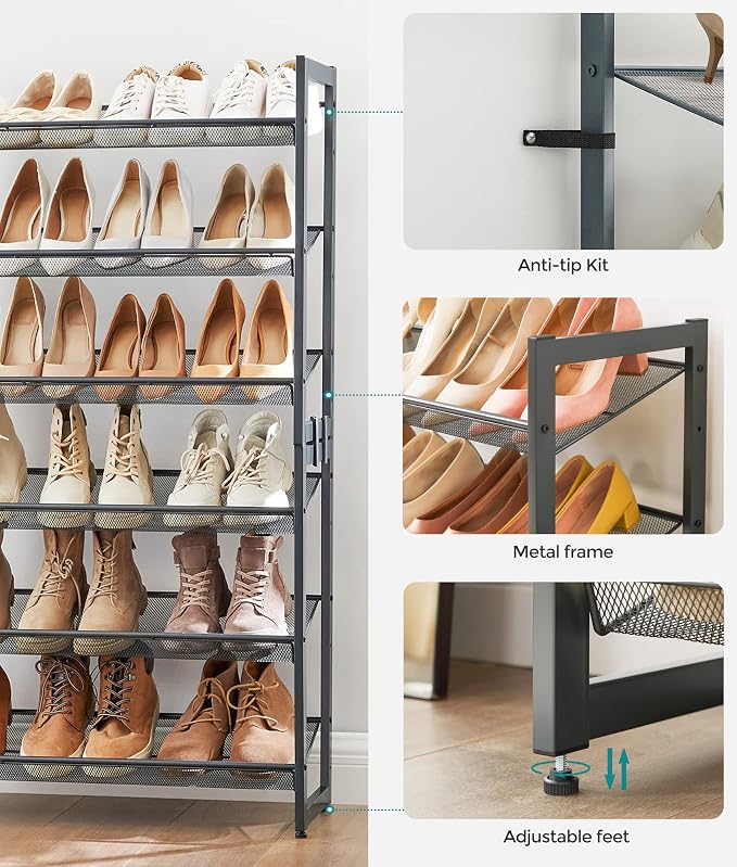 SONGMICS Shoe Rack, 6-Tier Shoe Organizer, Metal Rack - Image 8