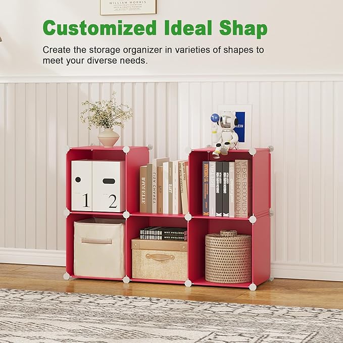 C&AHOME 6-Cube Storage Organizer, Stackable Storage Cubes Shelves, Portable - Image 4