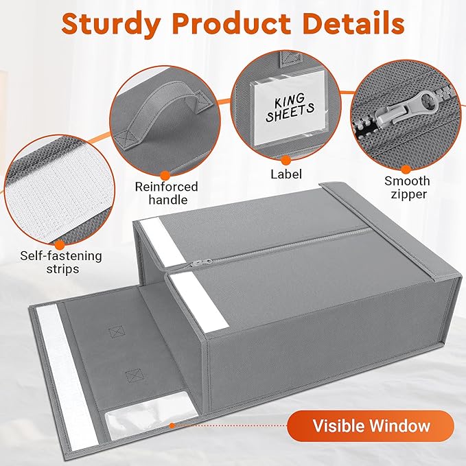 4 Pack Bed Sheet Closet Organizers and Storage, Sturdy Foldable Storage - Image 5