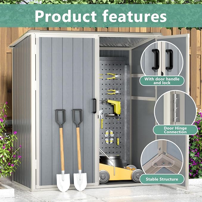 Aoxun Outdoor Storage Shed 5 x 3FT, Resin Shed - Image 5