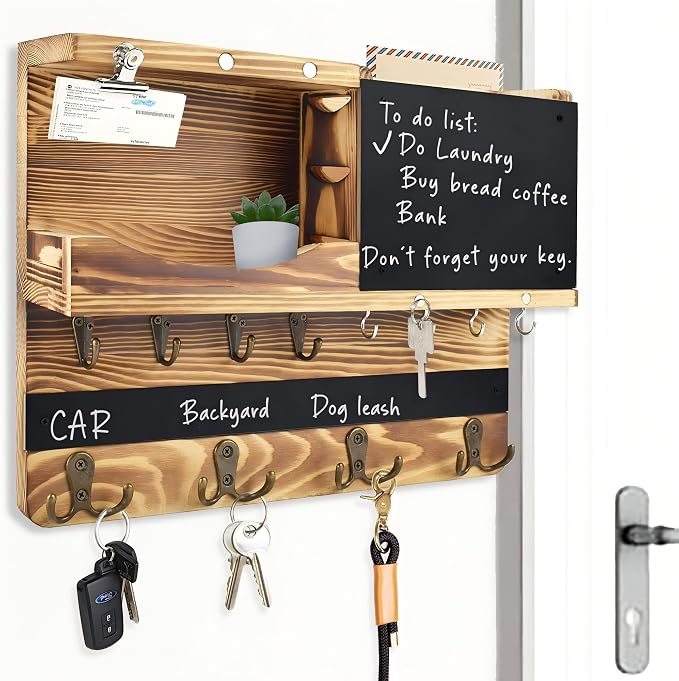 Key Holder for Wall Mount, Farmhouse Mail and Key Holder for Wall Hanger by HEKOOLA