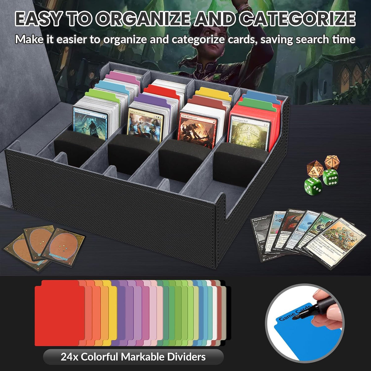 AOBOPLE 3200+ Trading Card Storage Box with Magnetic Closure, PU