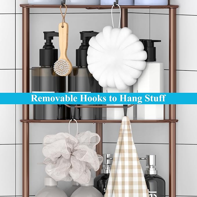 3 Tier Floor Standing Corner Shower Caddy Organizer Shelf - Image 4