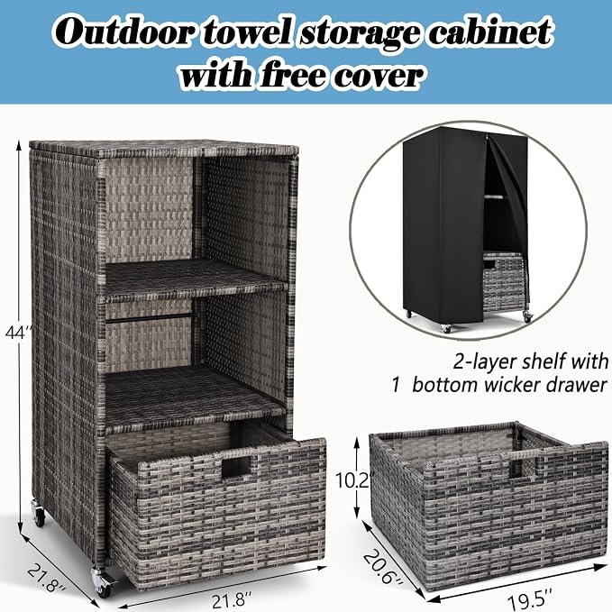 Outdoor Towel Rack for Pool Outdoor Pool Towel Storage Cabinet - Image 2