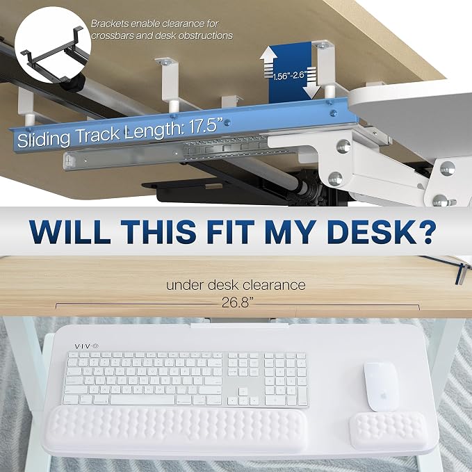 VIVO Premium Adjustable 27 x 11 inch Computer Keyboard and Mouse Platform Tray - Image 4