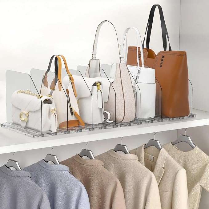 Bag & Purse Organizer for Closet, 2 Sets Adjustable Clear Handbag Storage Shelf - Image 8