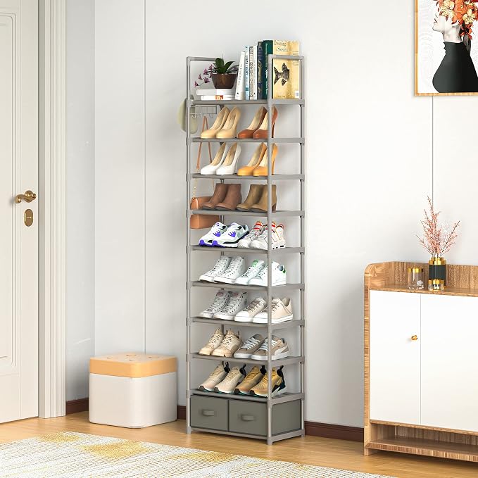 OYREL Shoe Rack, Sturdy Metal Shoes Rack Organizer, Narrow Shoe Rack, Shoe Racks - Image 6