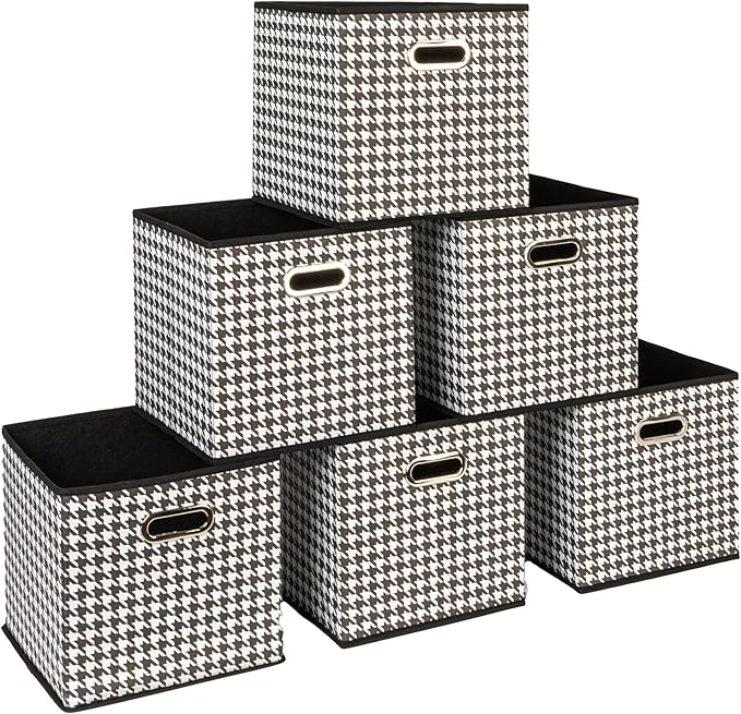 Household Essentials Foldable Fabric Storage Cubes 6-Pack – 11x11x11 Stackable by HouseholdEssentials