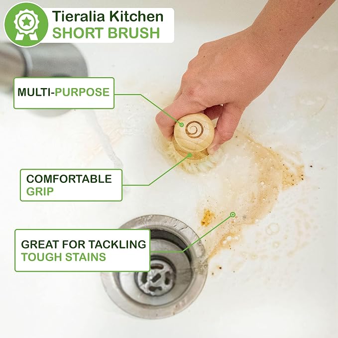 Tieralia Bamboo Dish Brush Gift Set – 5-Piece Kitchen Cleaning Bundle - Image 3