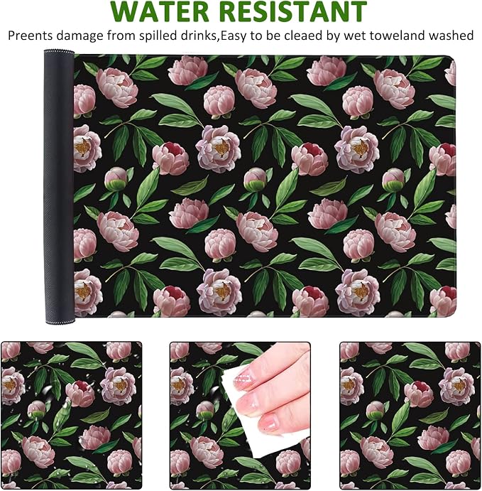 Beautiful Flower Pink Peonies Gaming Mouse Pad XXL Large Desk Mouse Pad - Image 4