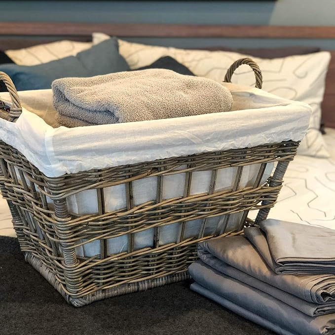 The Basket Lady Kubu Wicker French Laundry Basket, 23 in L x 18.5 in W x 18.5 - Image 5