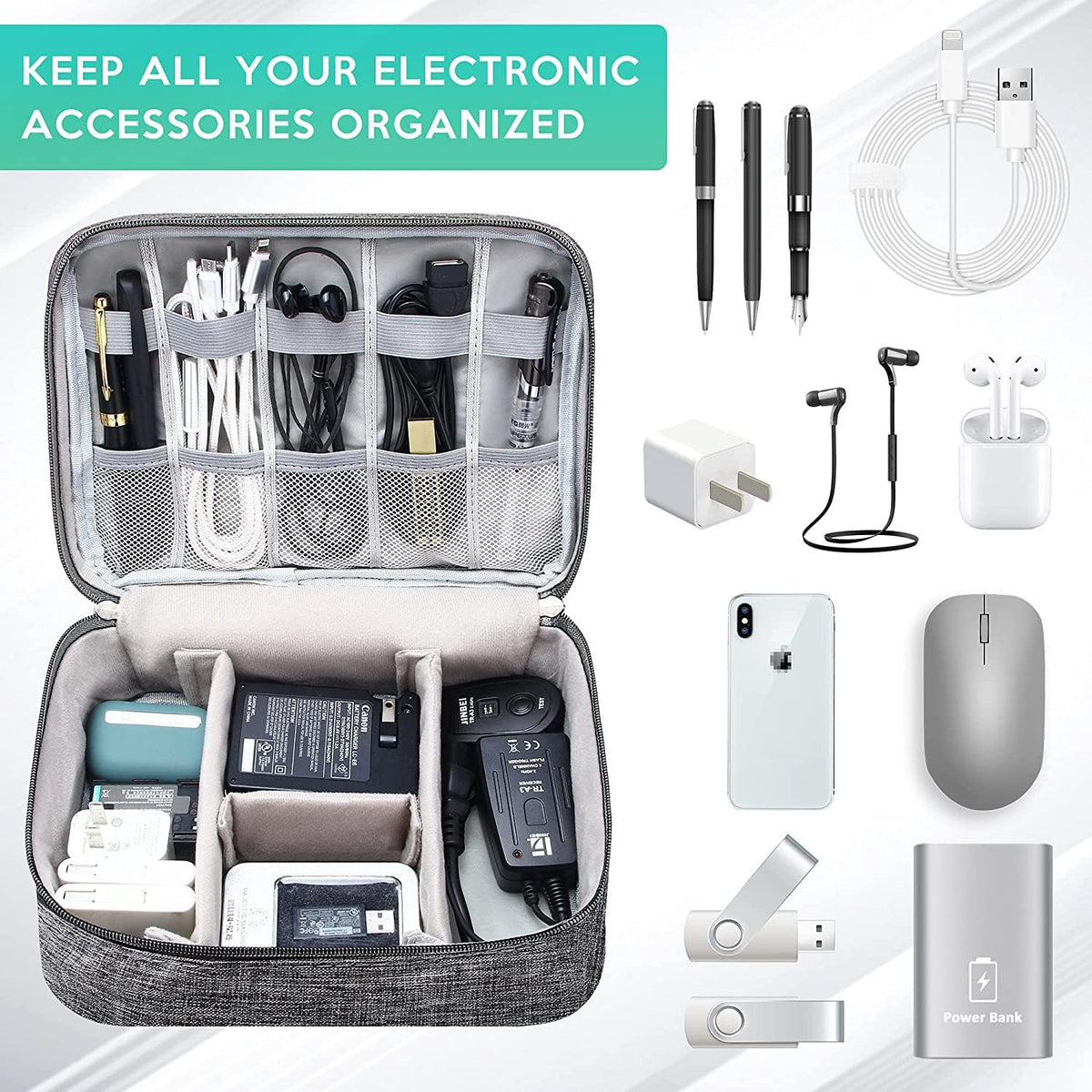 Electronics Organizer Travel Cable Organizer Bag Waterproof Portable