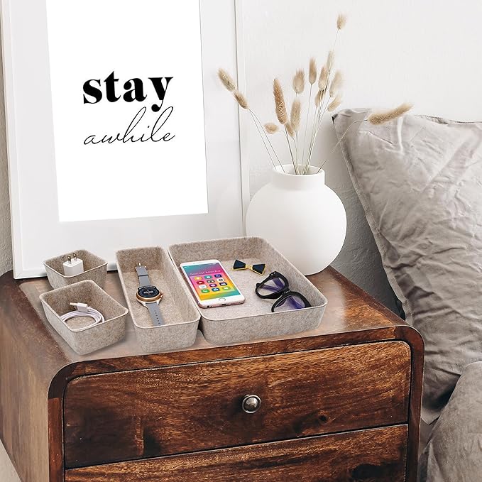 Welaxy 8-piece Nordic Beige desk drawer organizer tray office suppliers pens - Image 2