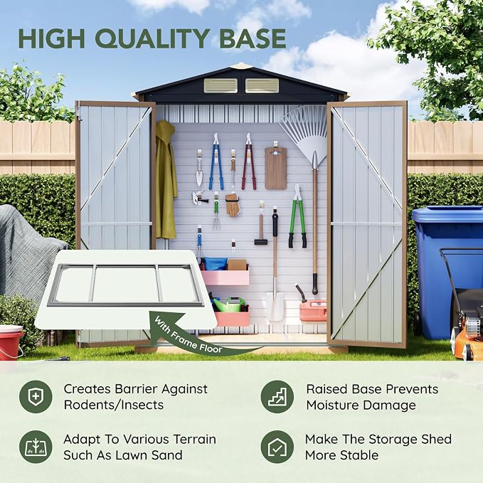 5x3 FT Outdoor Metal Storage Shed - Image 3