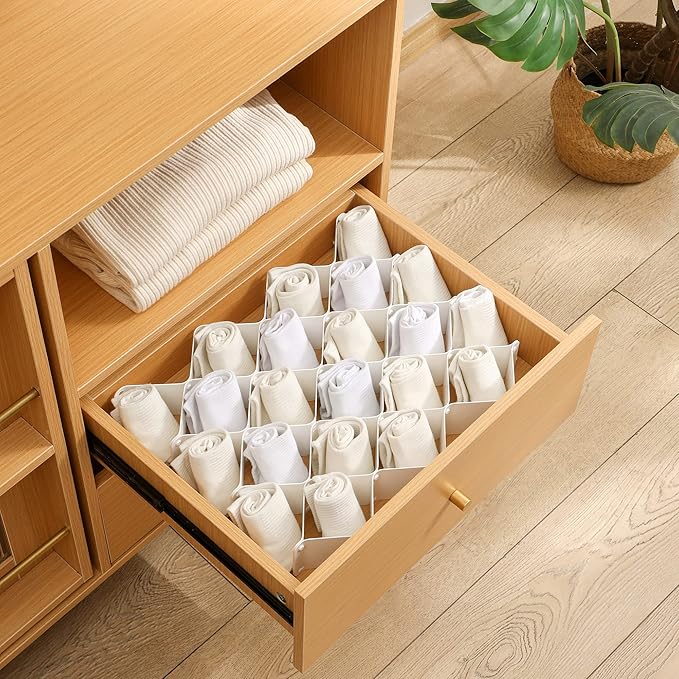 ROUFA Sock Drawer Organizer for Dresser, Honeycomb Underwear Dividers for Women - Image 2