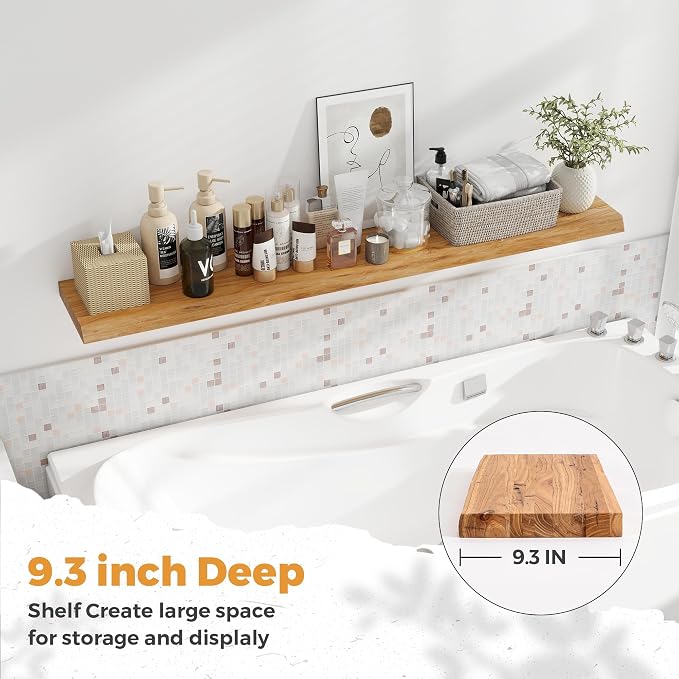 Live Edge Elm Floating Shelves For Wall - Image 7