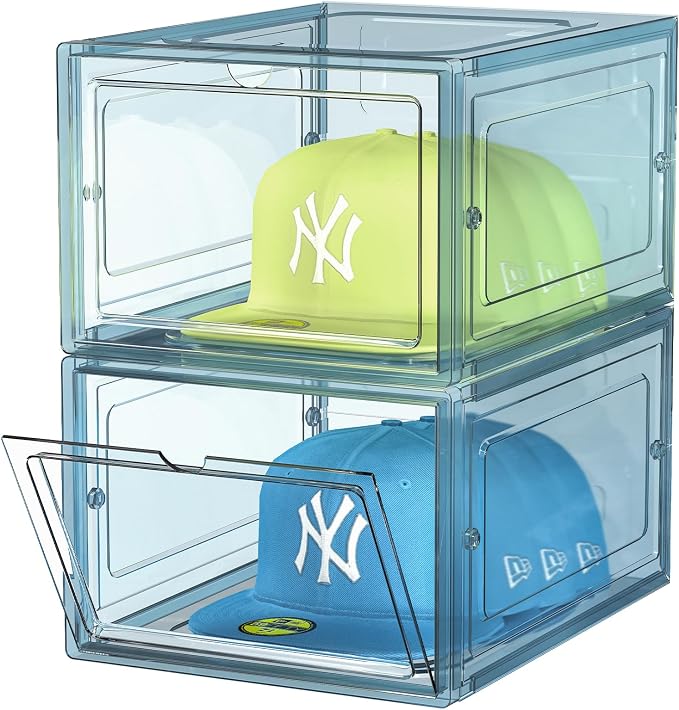 Hat Organizer Box, Stackable Clear Baseball Caps Holder Box Containers by Tidyyourlife