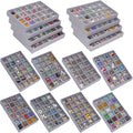 Stackable Jewelry Organizer Tray 24-Grid Velvet Jewelry Drawer Inserts Earring by 7COLORSKY