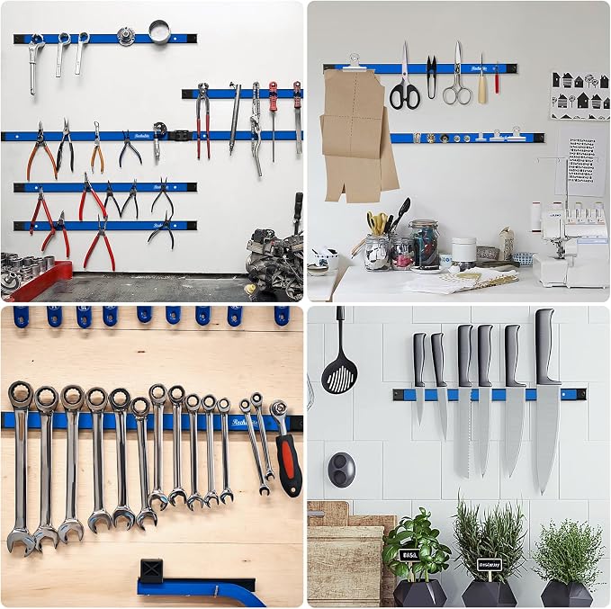 6 Pieces 18" Magnetic Tool Holder Strip, Metal Tool Organizer Rack - Image 6
